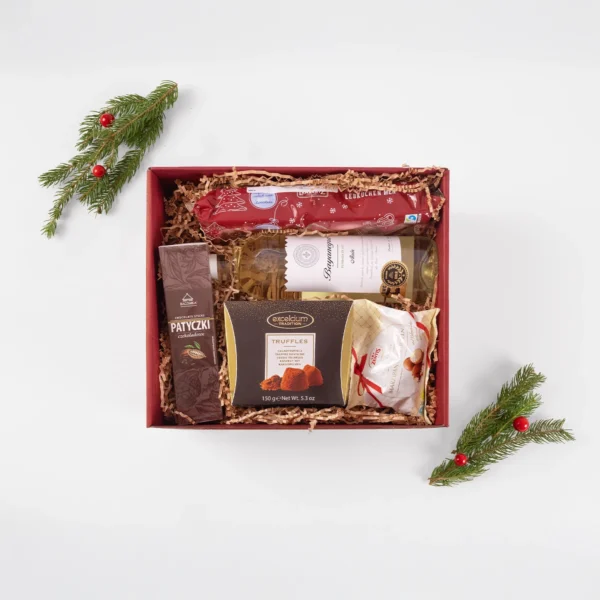 Czerwony kosz świąteczny | Zestaw prezentowy