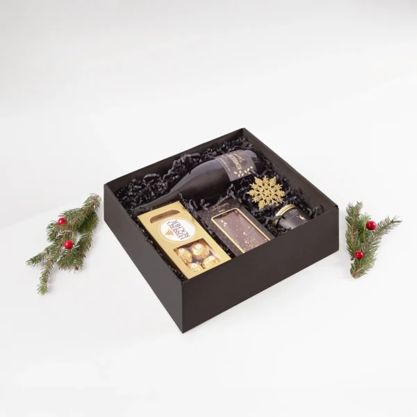 Zestaw prezentowy Gold Premium z kombuchą, czekoladą, miodem i pralinami Ferrero Rocher