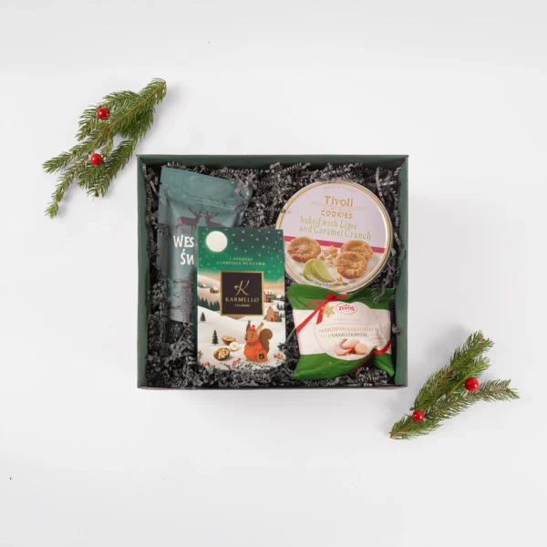 Zielony kosz świąteczny | Zestaw prezentowy