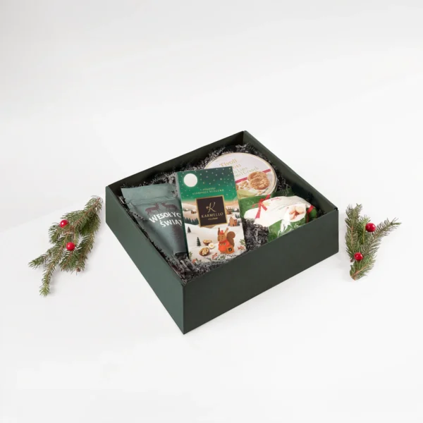 Zielony kosz świąteczny | Zestaw prezentowy