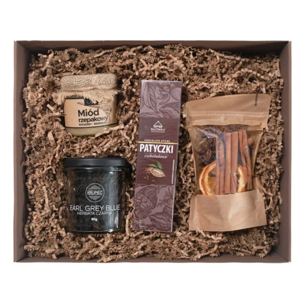 Zestaw prezentowy - herbata, miód, suz, czekoladki